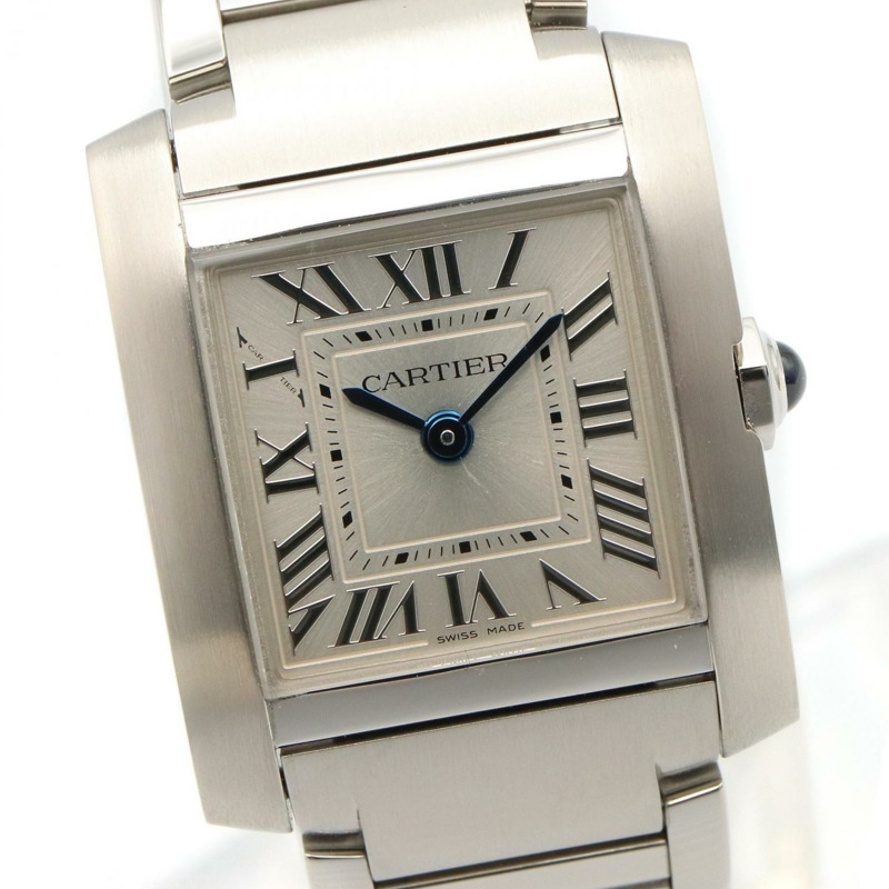 卡地亞 Tank Française SM 女士腕錶，不鏽鋼材質，銀色，型號 WSTA0065-2