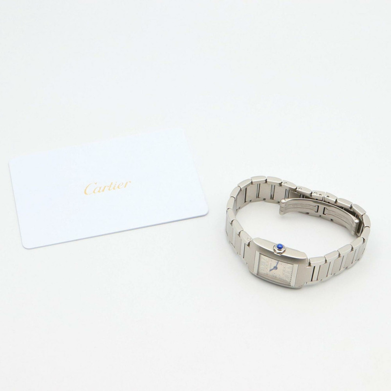 卡地亞 Tank Française SM 女士腕錶，不鏽鋼材質，銀色，型號 WSTA0065-9