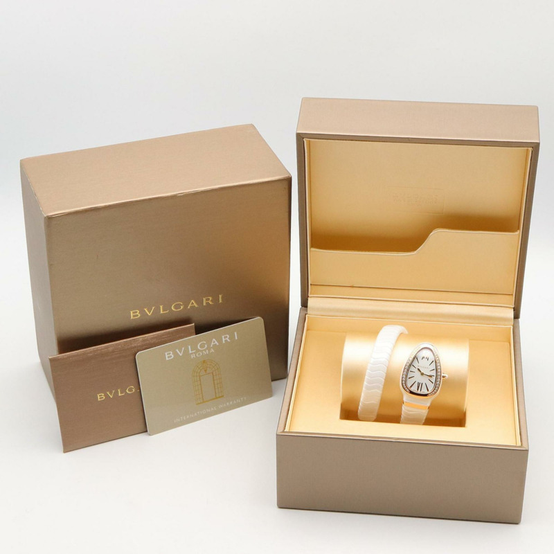 寶格麗 Serpenti Spiga 女士腕錶,18K 玫瑰金,陶瓷和鑽石,白金,102613 (SPC35WG)-8