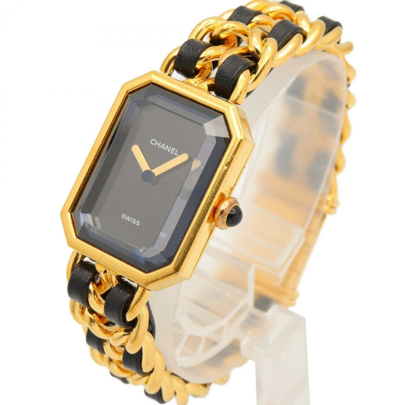 香奈兒 Premiere M 系列腕錶,鍍金,配皮錶帶,黑色,女士款,H0001-1