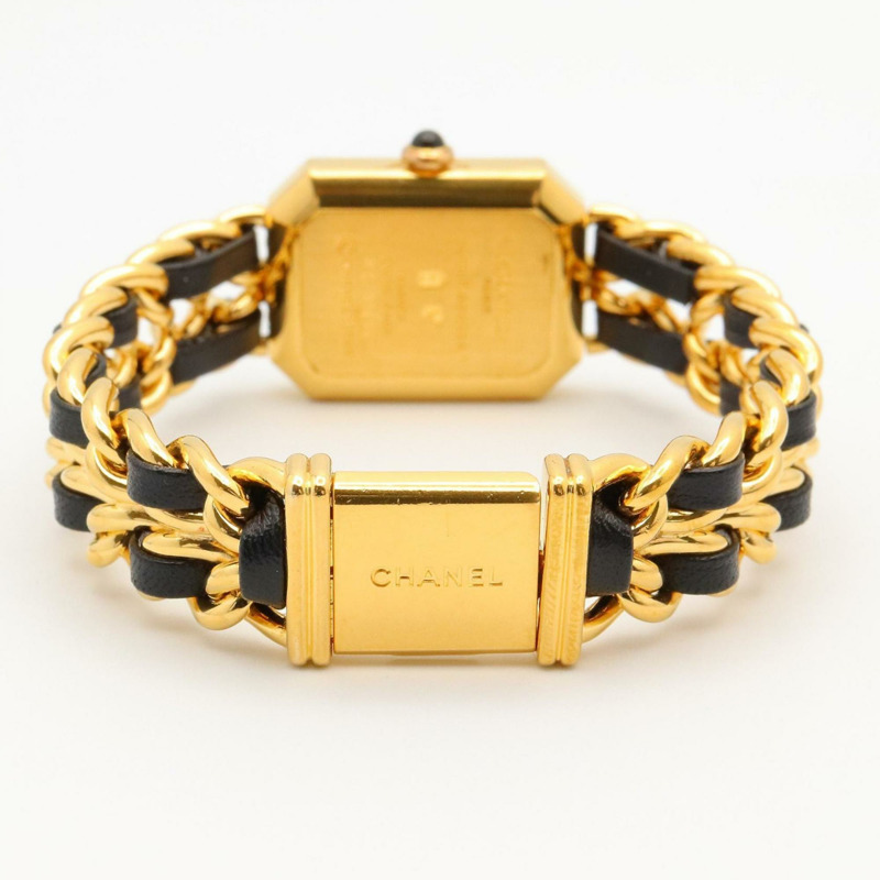 香奈兒 Premiere M 系列腕錶,鍍金,配皮錶帶,黑色,女士款,H0001-3