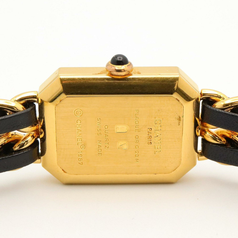 香奈兒 Premiere M 系列腕錶,鍍金,配皮錶帶,黑色,女士款,H0001-4