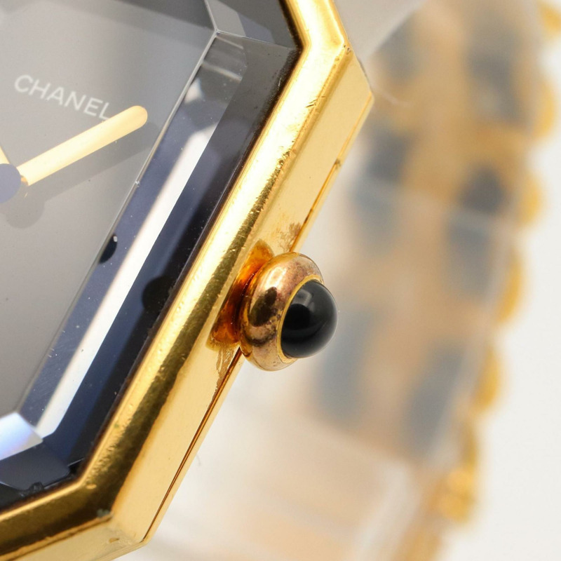 香奈兒 Premiere M 系列腕錶,鍍金,配皮錶帶,黑色,女士款,H0001-5