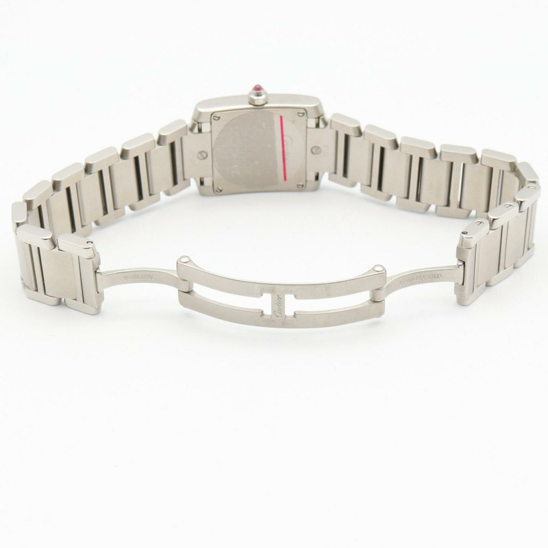 卡地亞 Tank Française 小號腕錶,不鏽鋼,女士,粉紅色,W51028Q3-3