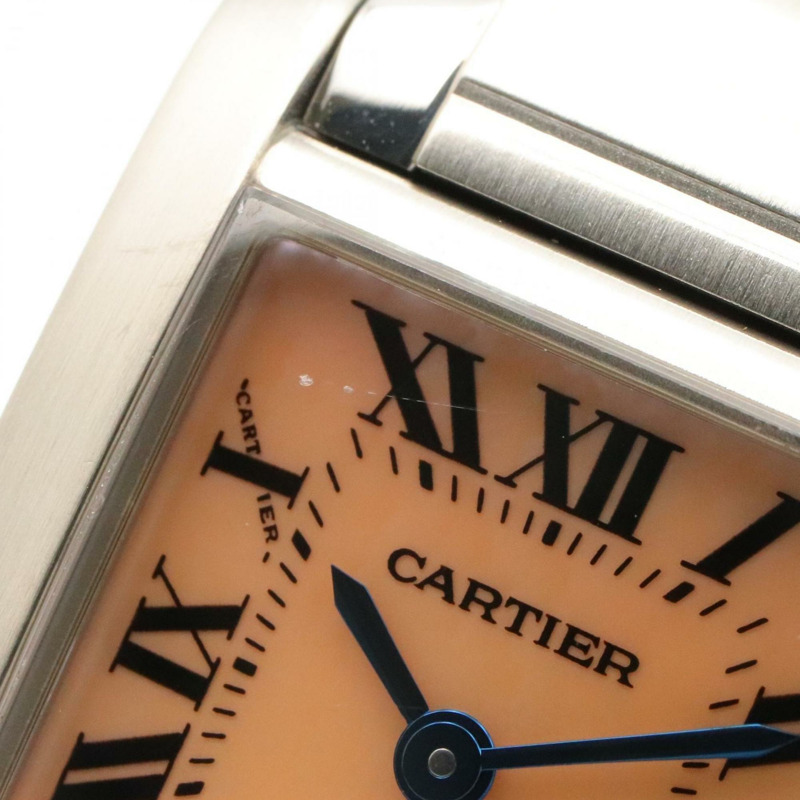 卡地亞 Tank Française 小號腕錶,不鏽鋼,女士,粉紅色,W51028Q3-9