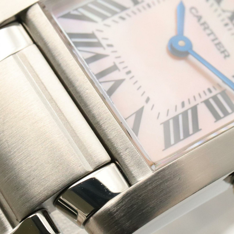 卡地亞 Tank Française 小號腕錶,不鏽鋼,女士,粉紅色,W51028Q3-11