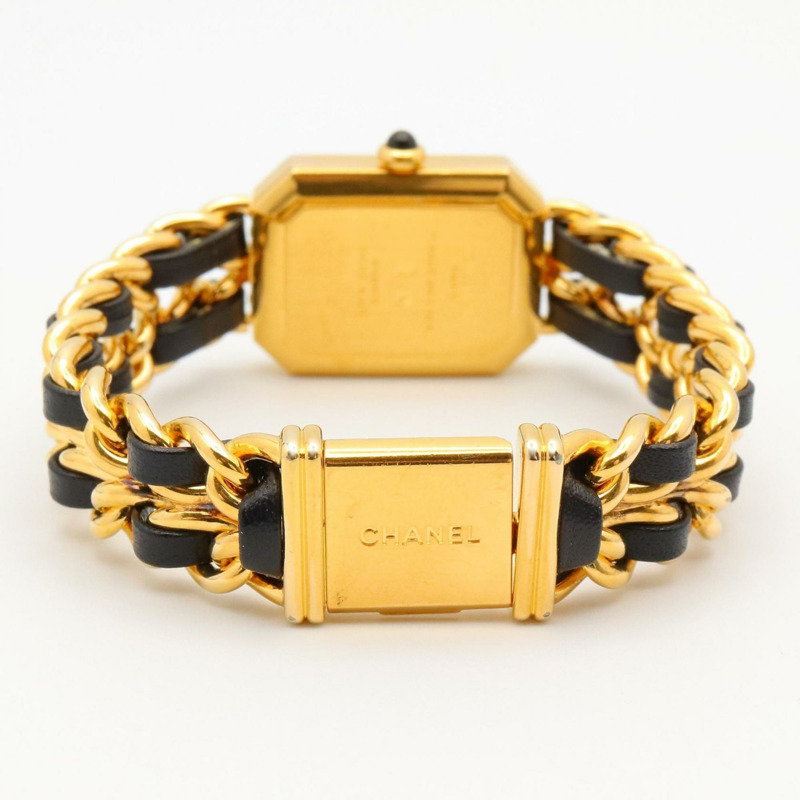 香奈兒 Premiere M 系列腕錶，鍍金錶殼，皮革錶帶，女士款，黑色，H0001-3