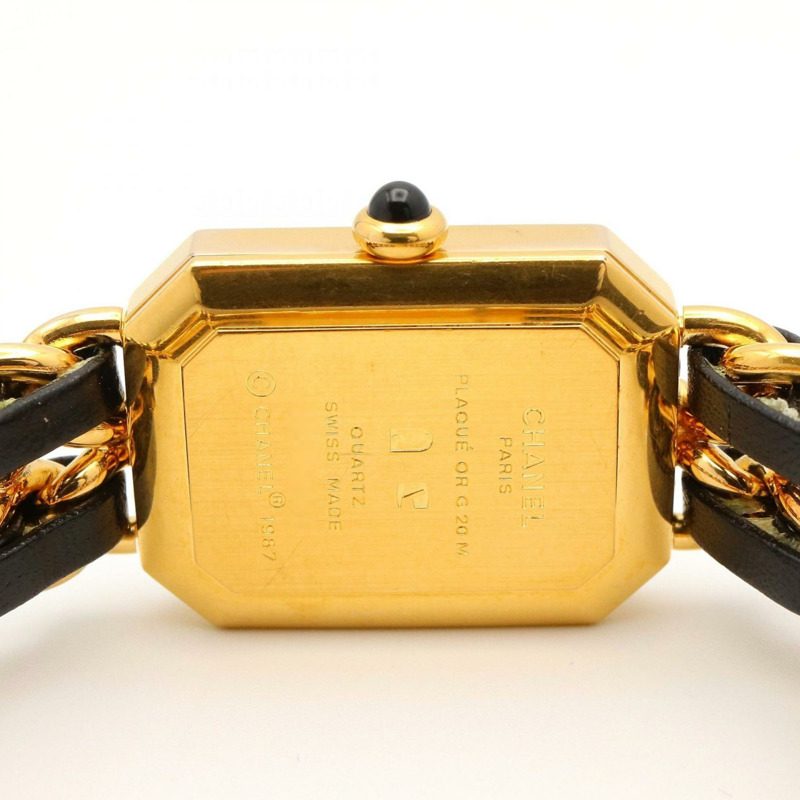 香奈兒 Premiere M 系列腕錶，鍍金錶殼，皮革錶帶，女士款，黑色，H0001-4