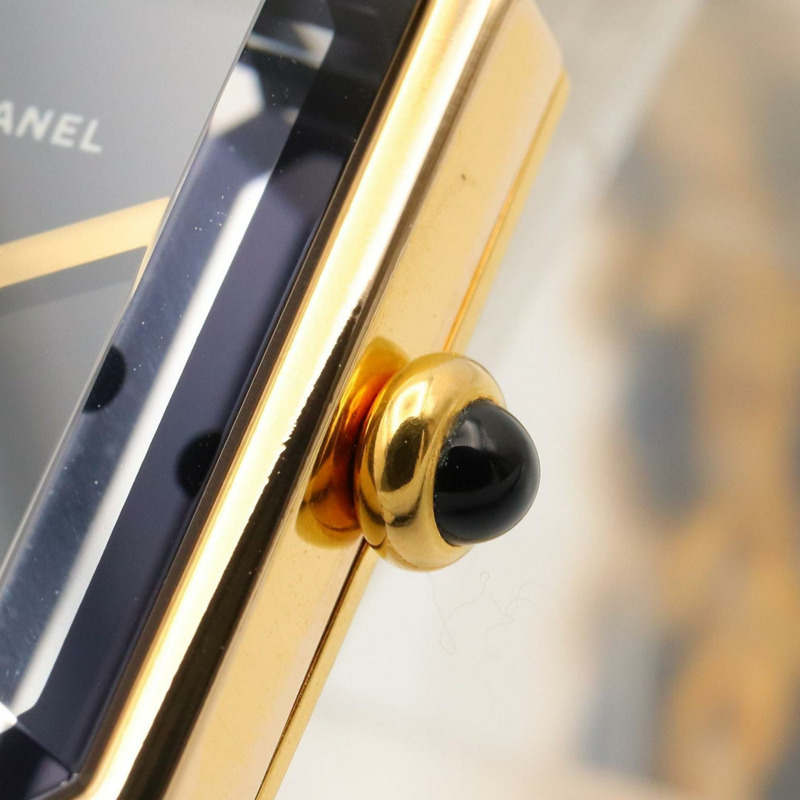 香奈兒 Premiere M 系列腕錶，鍍金錶殼，皮革錶帶，女士款，黑色，H0001-5