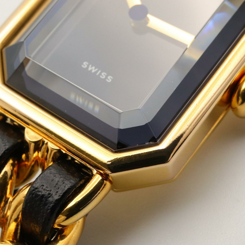 香奈兒 Premiere M 系列腕錶，鍍金錶殼，皮革錶帶，女士款，黑色，H0001-10