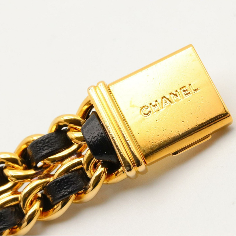 香奈兒 Premiere M 系列腕錶，鍍金錶殼，皮革錶帶，女士款，黑色，H0001-14