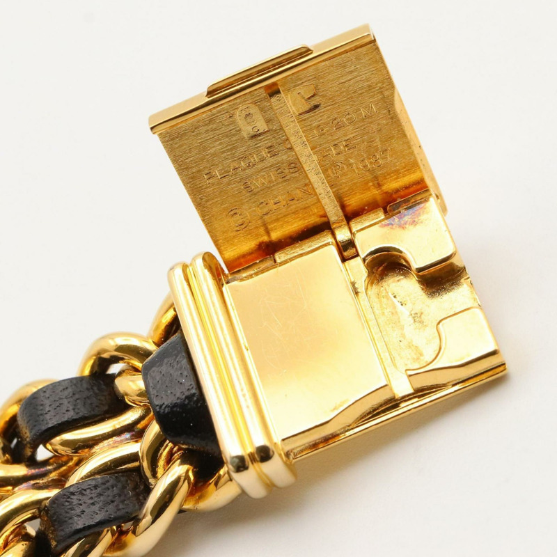 香奈兒 Premiere M 系列腕錶，鍍金錶殼，皮革錶帶，女士款，黑色，H0001-15