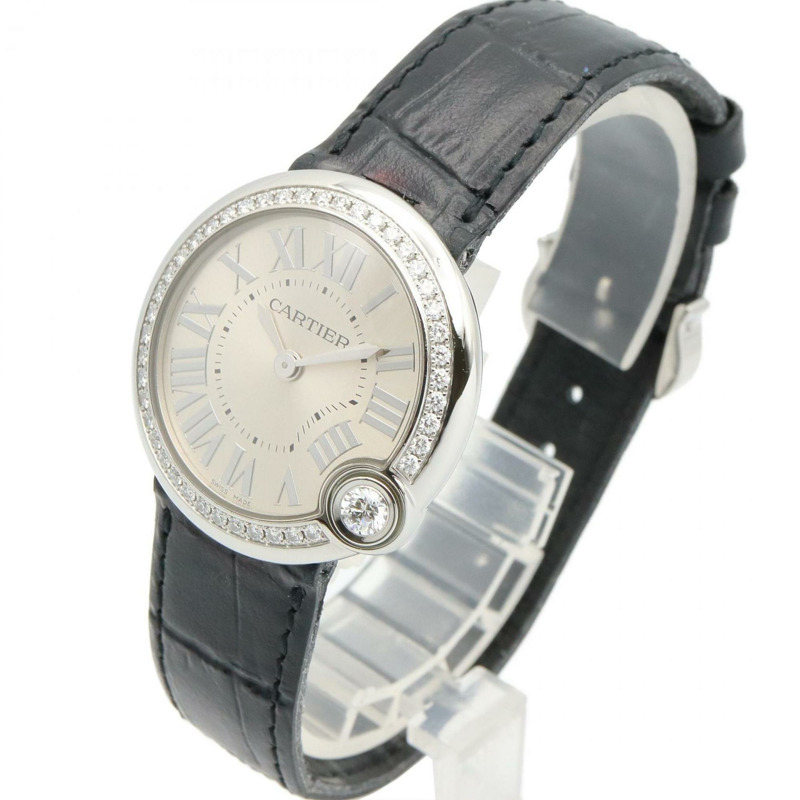 卡地亞 Ballon Blanc 女士腕錶,不鏽鋼鑲鑽,銀色,W4BL0003-1