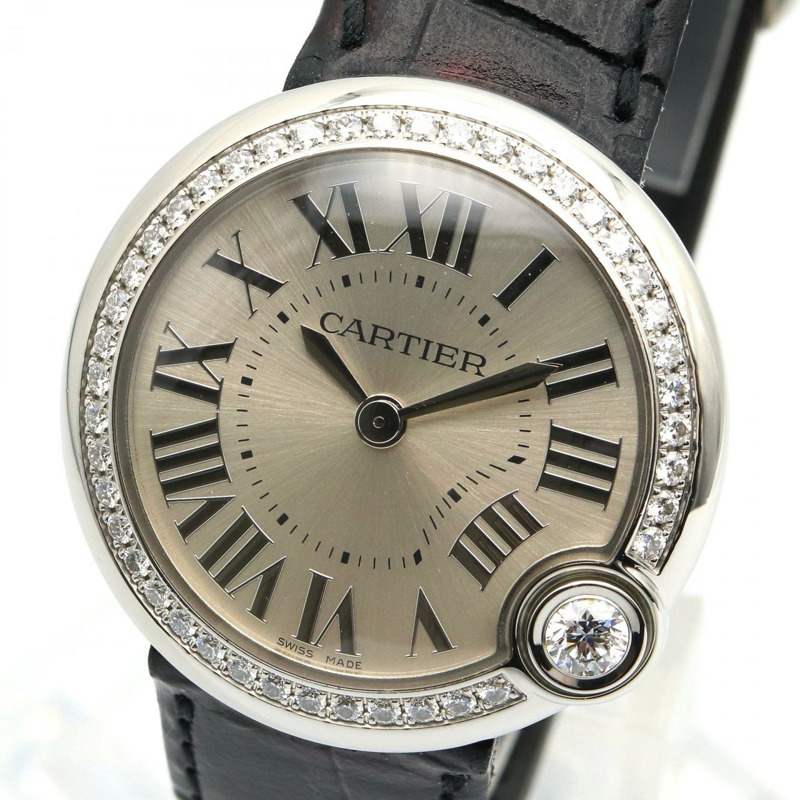 卡地亞 Ballon Blanc 女士腕錶,不鏽鋼鑲鑽,銀色,W4BL0003-2