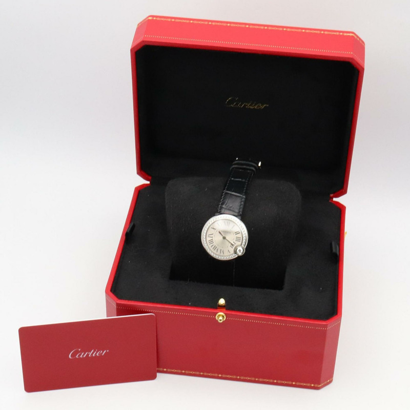 卡地亞 Ballon Blanc 女士腕錶,不鏽鋼鑲鑽,銀色,W4BL0003-9