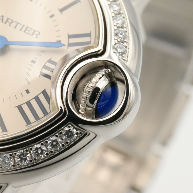 卡地亞 Ballon Bleu SM 腕錶,鑲鑽錶圈,不鏽鋼材質,銀色,女款,W4BB0015-5