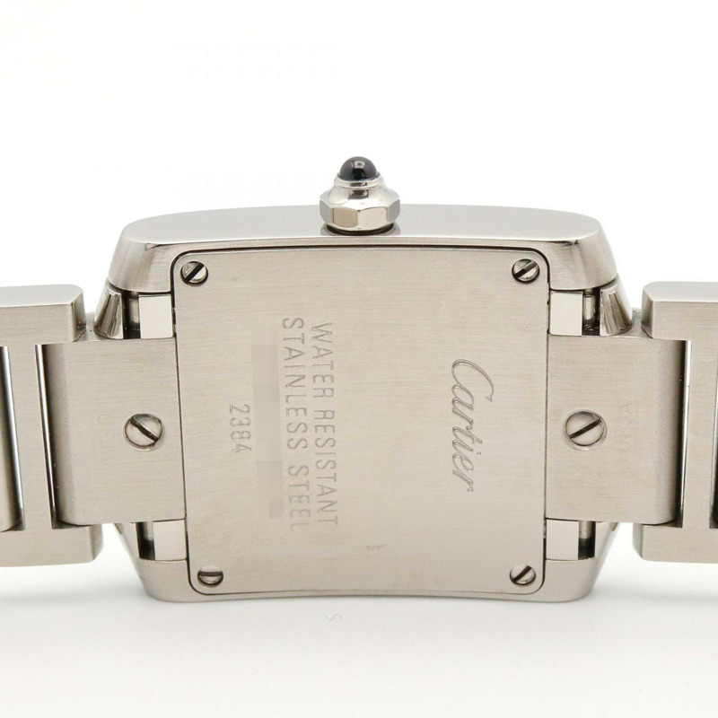 卡地亞 Tank Française SM 女士腕錶,不鏽鋼材質,黑色,型號 W51026Q3-4