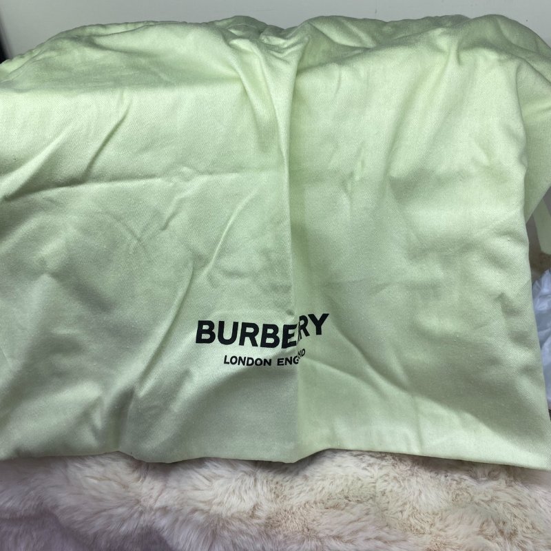 全新閒置品 BURBERRY Banwell印花金字LOGO牛皮格紋帆布拉鍊手提肩背包-4