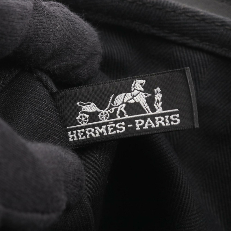 愛馬仕 Hermès Valparaiso PM 女士皮革手提包，飾以人字紋帆布圖案，黑色-3