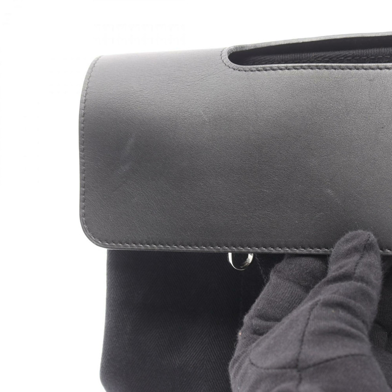 愛馬仕 Hermès Valparaiso PM 女士皮革手提包，飾以人字紋帆布圖案，黑色-8