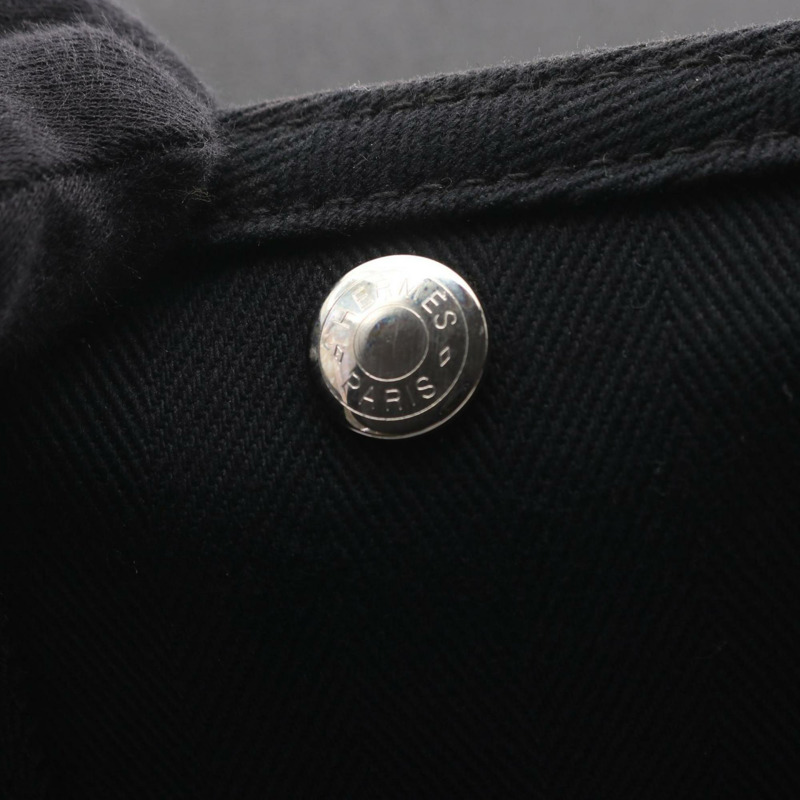 愛馬仕 Hermès Valparaiso PM 女士皮革手提包，飾以人字紋帆布圖案，黑色-9