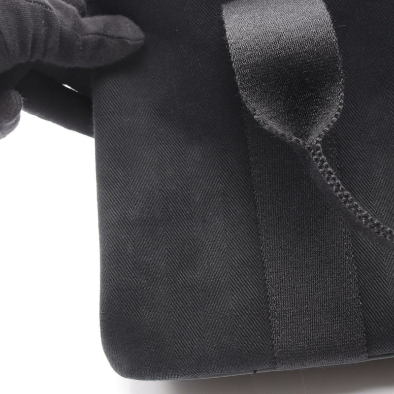 愛馬仕 Hermès Valparaiso PM 女士皮革手提包，飾以人字紋帆布圖案，黑色-10