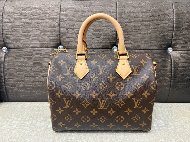 LV 原花金釦Speedy25手提斜背波士頓包M46977-1