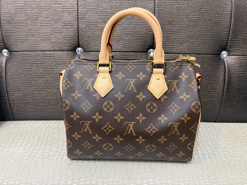 LV 原花金釦Speedy25手提斜背波士頓包M46977-2