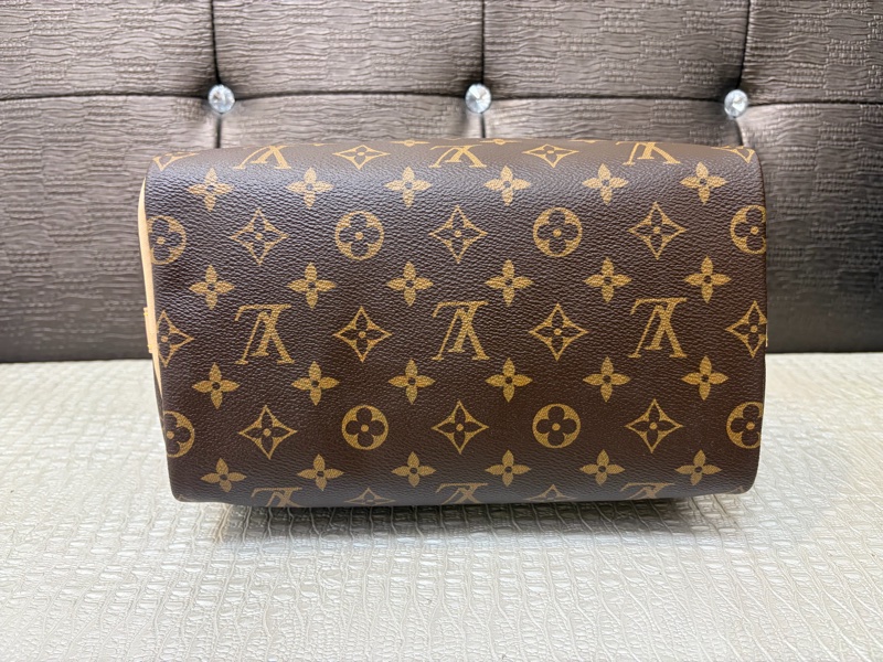 LV 原花金釦Speedy25手提斜背波士頓包M46977-3