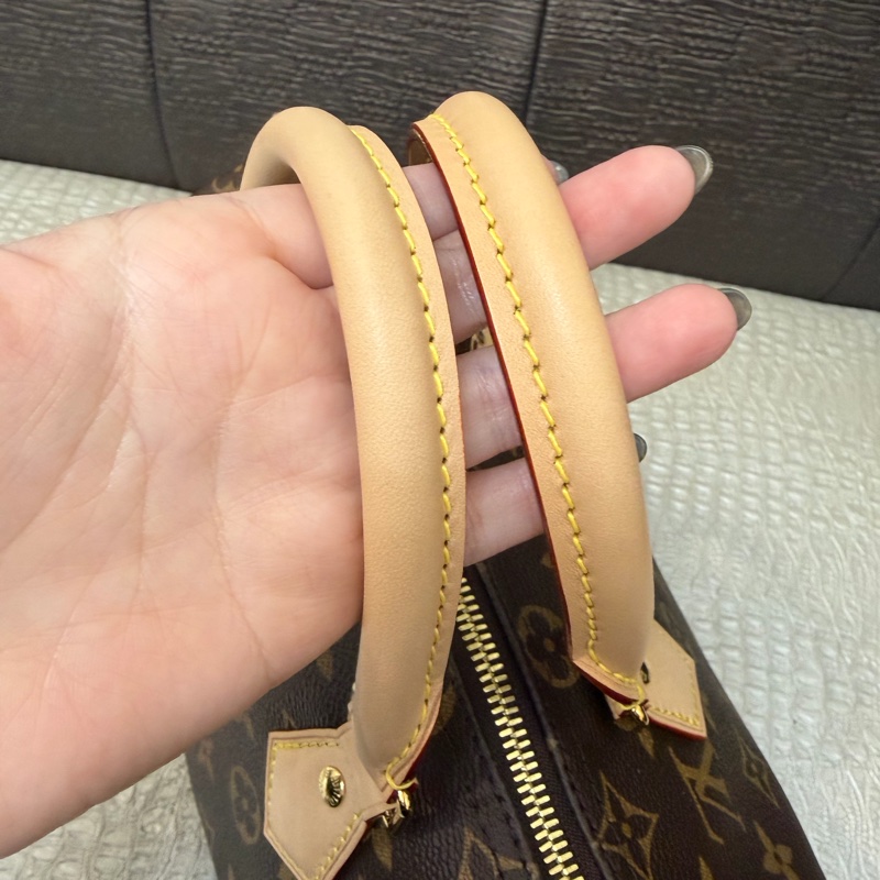 LV 原花金釦Speedy25手提斜背波士頓包M46977-6