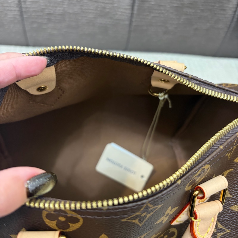 LV 原花金釦Speedy25手提斜背波士頓包M46977-8