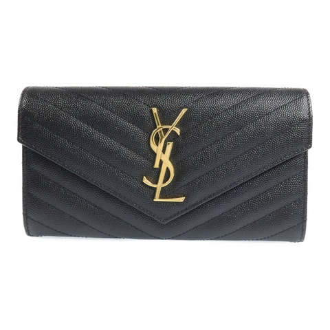 SAINT LAURENT 牛皮皮革Long Wallet金扣長錢包
