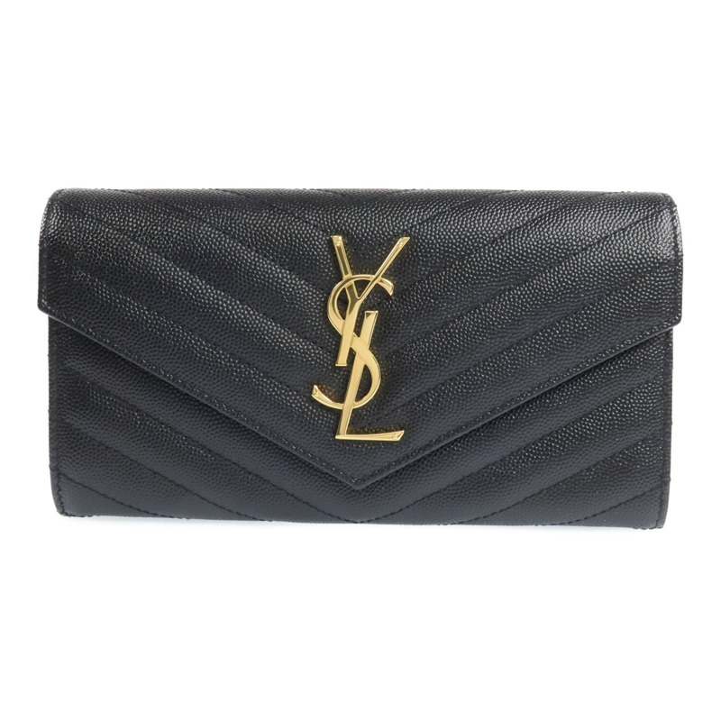 SAINT LAURENT 牛皮皮革Long Wallet金扣長錢包-0