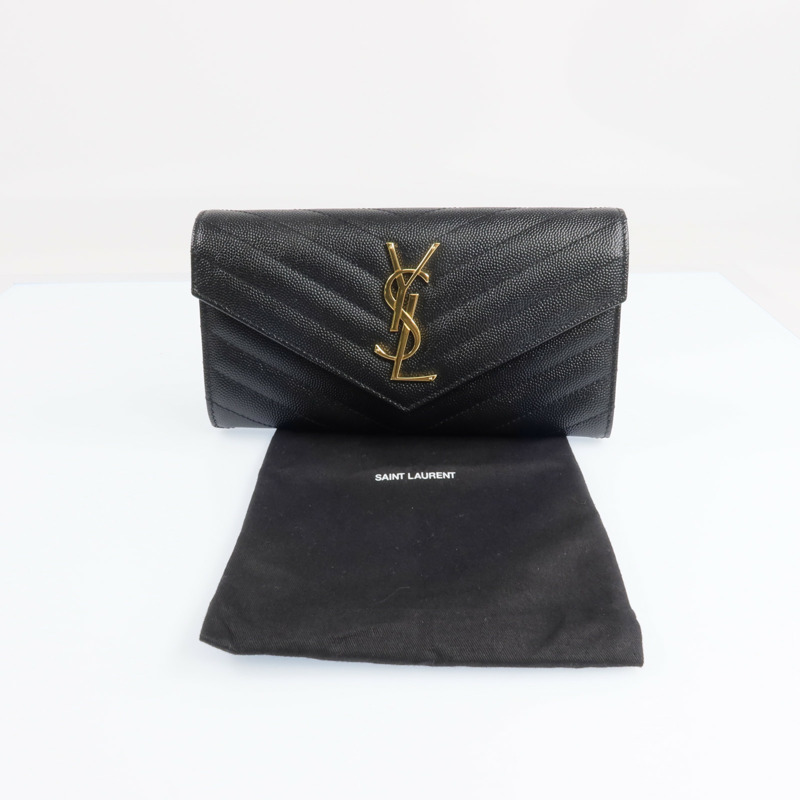SAINT LAURENT 牛皮皮革Long Wallet金扣長錢包-8