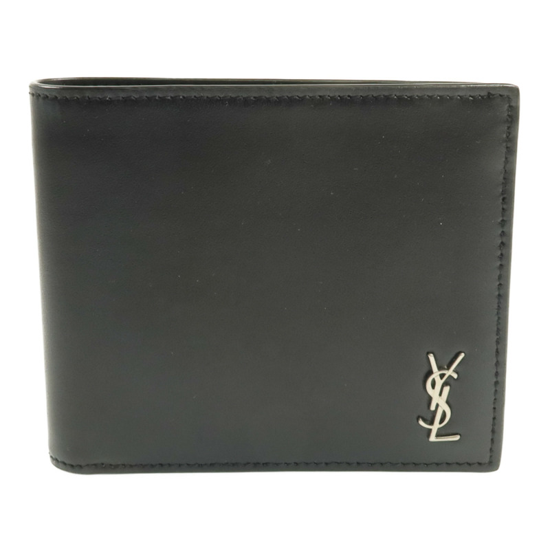 YVES SAINT LAURENT 牛皮皮革Wallet銀扣錢包-0