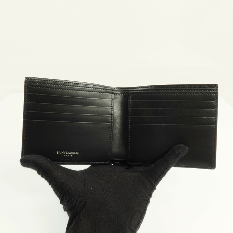 YVES SAINT LAURENT 牛皮皮革Wallet銀扣錢包-5