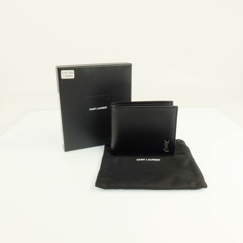 YVES SAINT LAURENT 牛皮皮革Wallet銀扣錢包-9