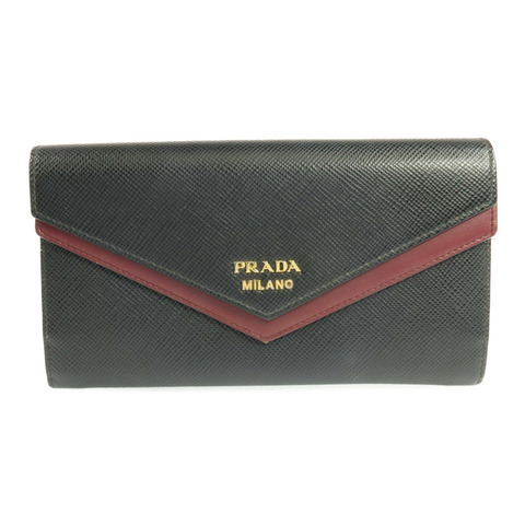 PRADA 牛皮皮革Zipper Long Wallet金扣長錢包