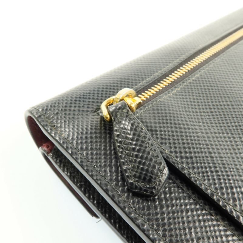 PRADA 牛皮皮革Zipper Long Wallet金扣長錢包-16