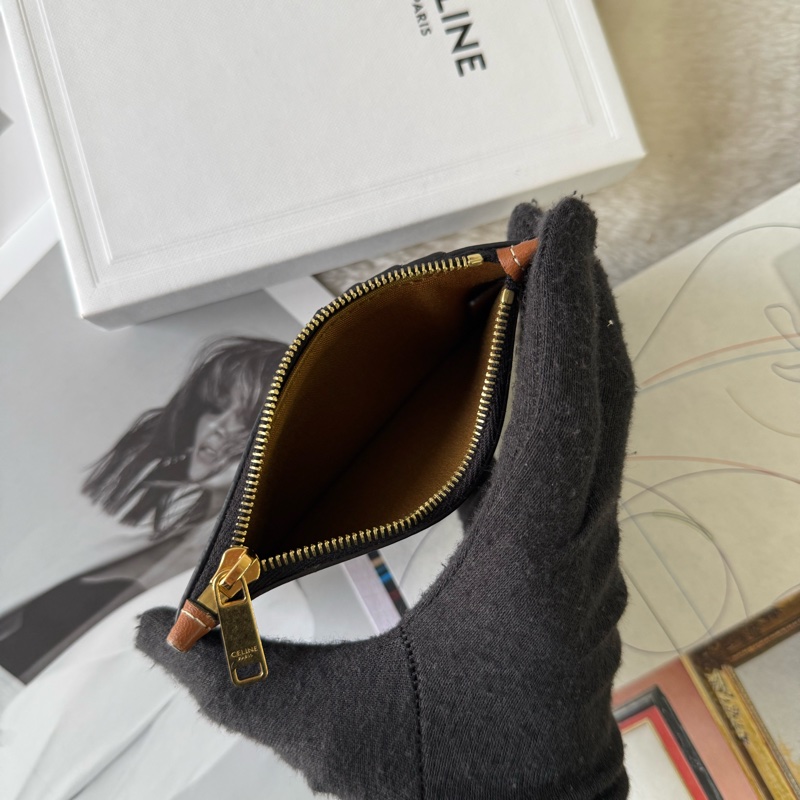 Triomphe 帆布及皮革拉鍊卡片夾/零錢包(棕褐色)-6