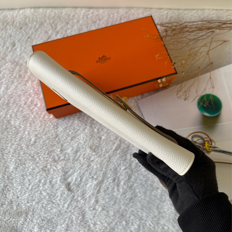 金釦 Epsom皮 Kelly To Go 皮夾式斜背包(奶灰色)-5