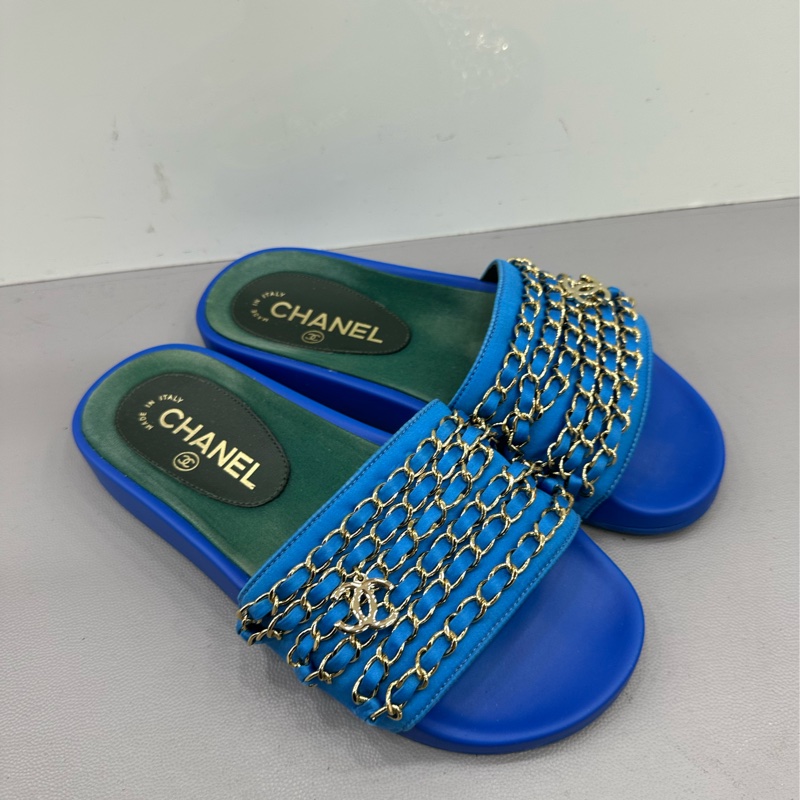 Chanel 古巴系列鏈條拖鞋 涼鞋 有雙c 36碼-0