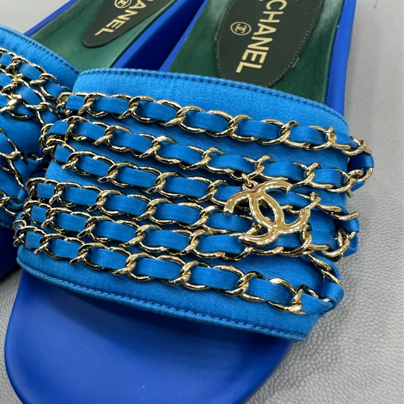 Chanel 古巴系列鏈條拖鞋 涼鞋 有雙c 36碼-2