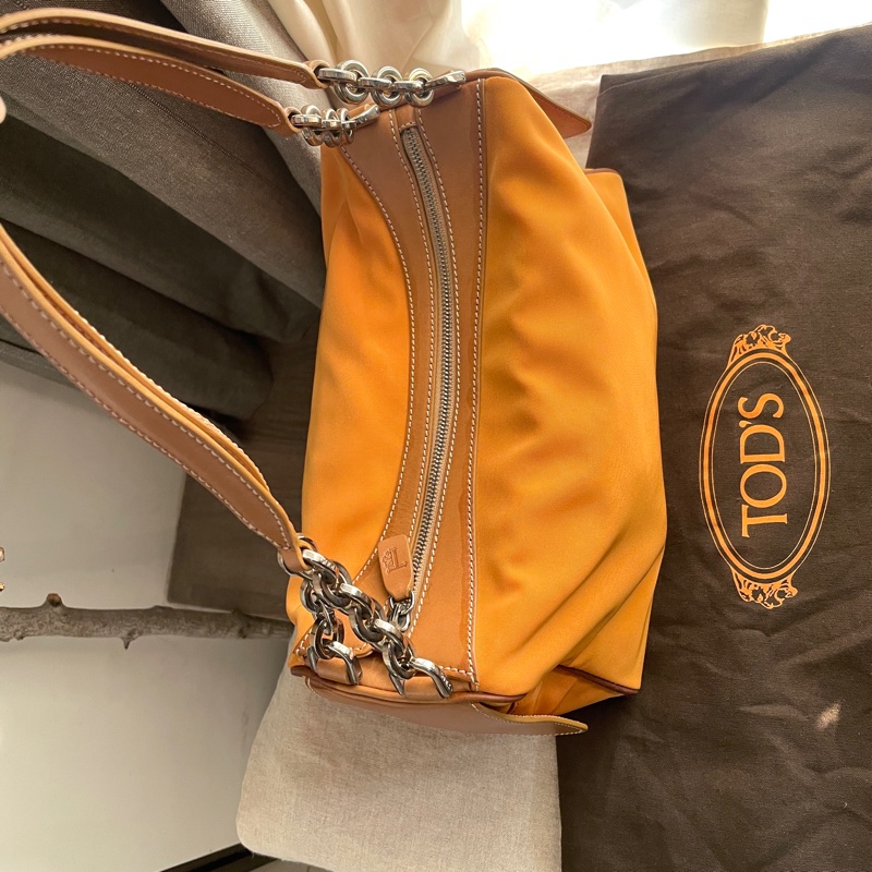 TOD’s帆布包/鏈帶包/肩背包/側背包/自➕長帶斜背/ 🌠正品🌠少用🌠背法多樣/很輕-6