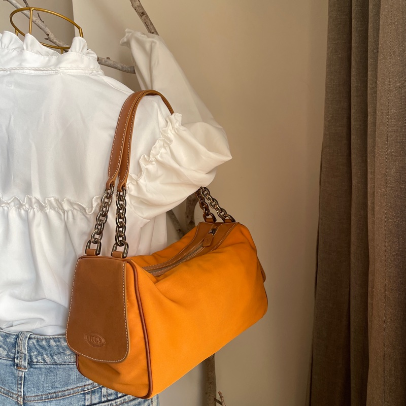 TOD’s帆布包/鏈帶包/肩背包/側背包/自➕長帶斜背/ 🌠正品🌠少用🌠背法多樣/很輕-9