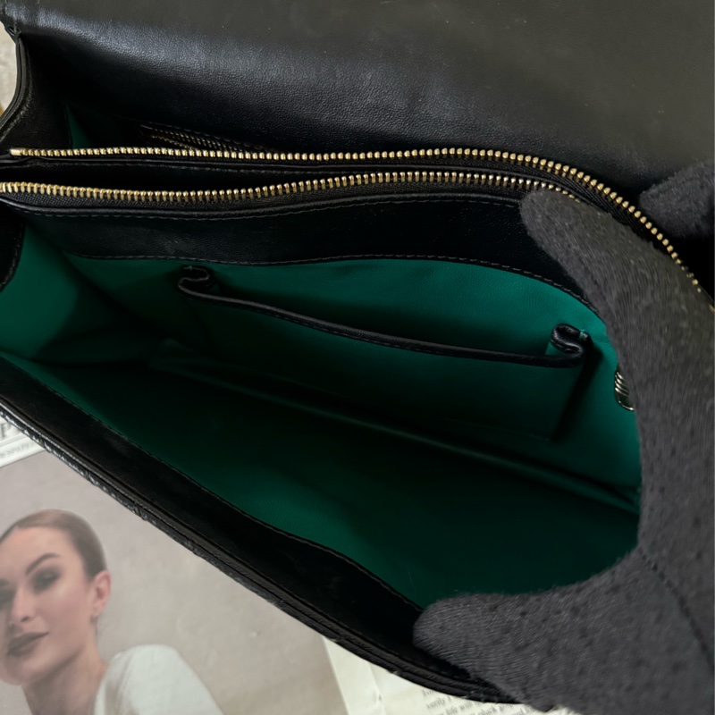 Serpenti Forever 黑白蛇頭雙鏈肩背包(黑色)-5