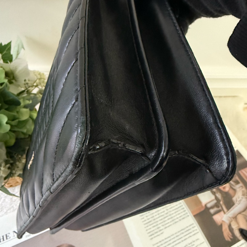 Serpenti Forever 黑白蛇頭雙鏈肩背包(黑色)-6