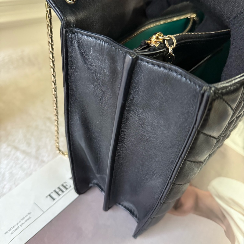 Serpenti Forever 黑白蛇頭雙鏈肩背包(黑色)-8