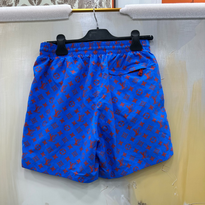 LOUIS VUITTON FW25 早秋紅藍滿logo印花沙灘褲 S碼-1