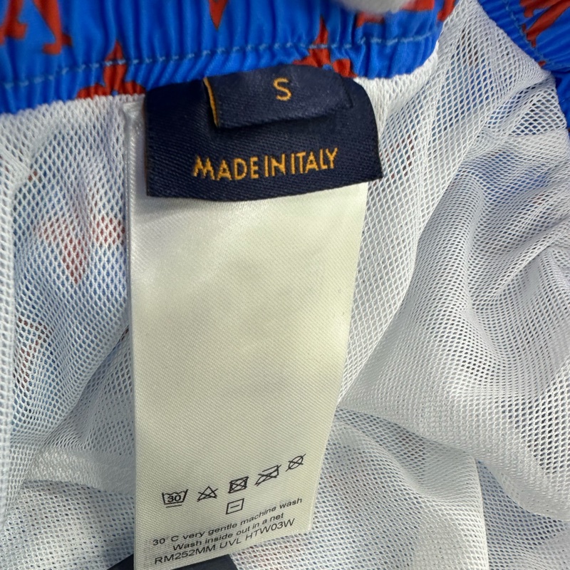 LOUIS VUITTON FW25 早秋紅藍滿logo印花沙灘褲 S碼-4